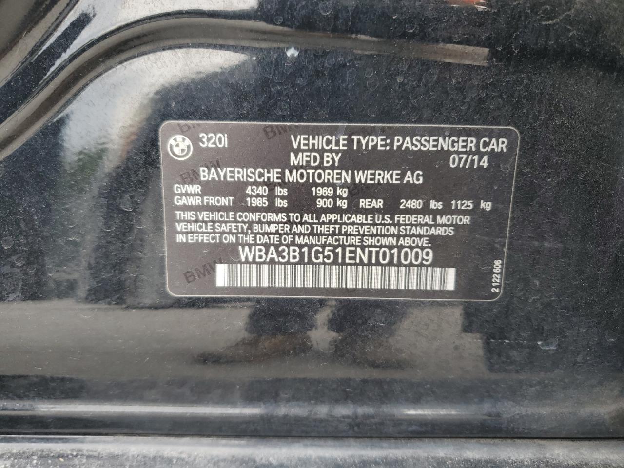 WBA3B1G51ENT01009 2014 BMW 320 I