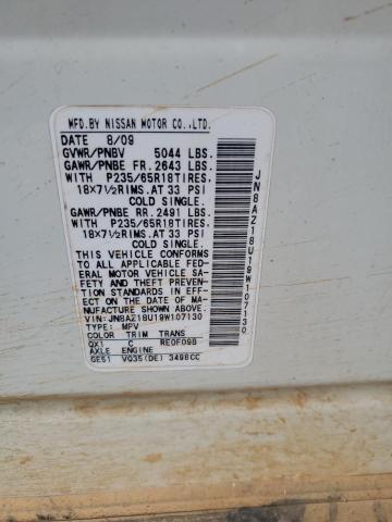 2009 Nissan Murano S VIN: JN8AZ18U19W107130 Lot: 60757204