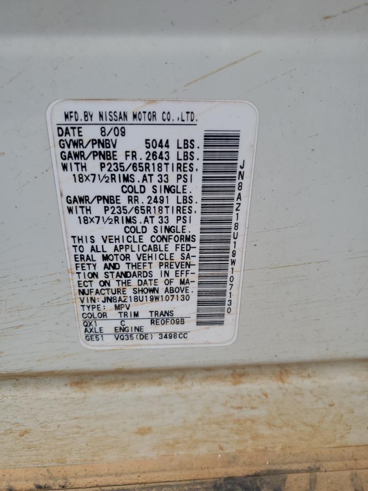 JN8AZ18U19W107130 2009 Nissan Murano S
