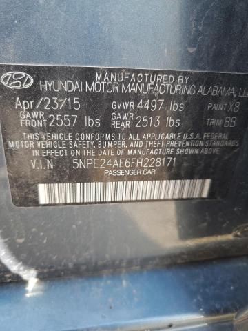 2015 Hyundai Sonata Se VIN: 5NPE24AF6FH228171 Lot: 60152304