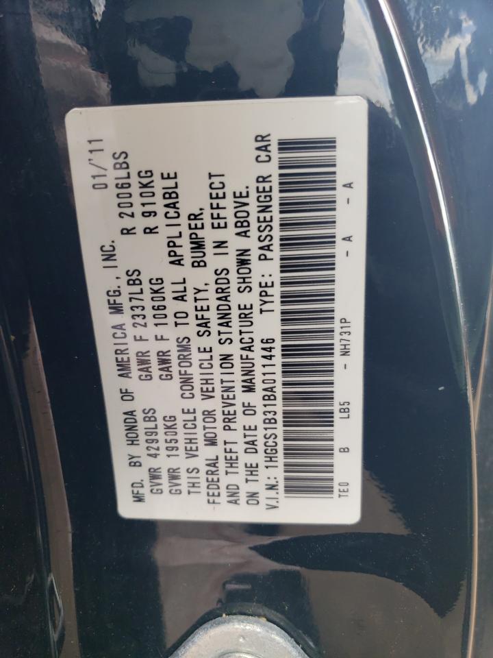 1HGCS1B31BA011446 2011 Honda Accord Lx-S