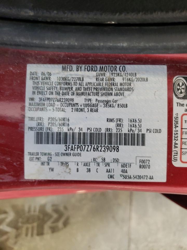 3FAFP07Z76R239098 2006 Ford Fusion Se