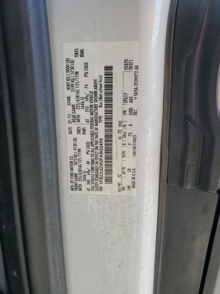 1FBZX2ZM2FKB22459 2015 Ford Transit T-350