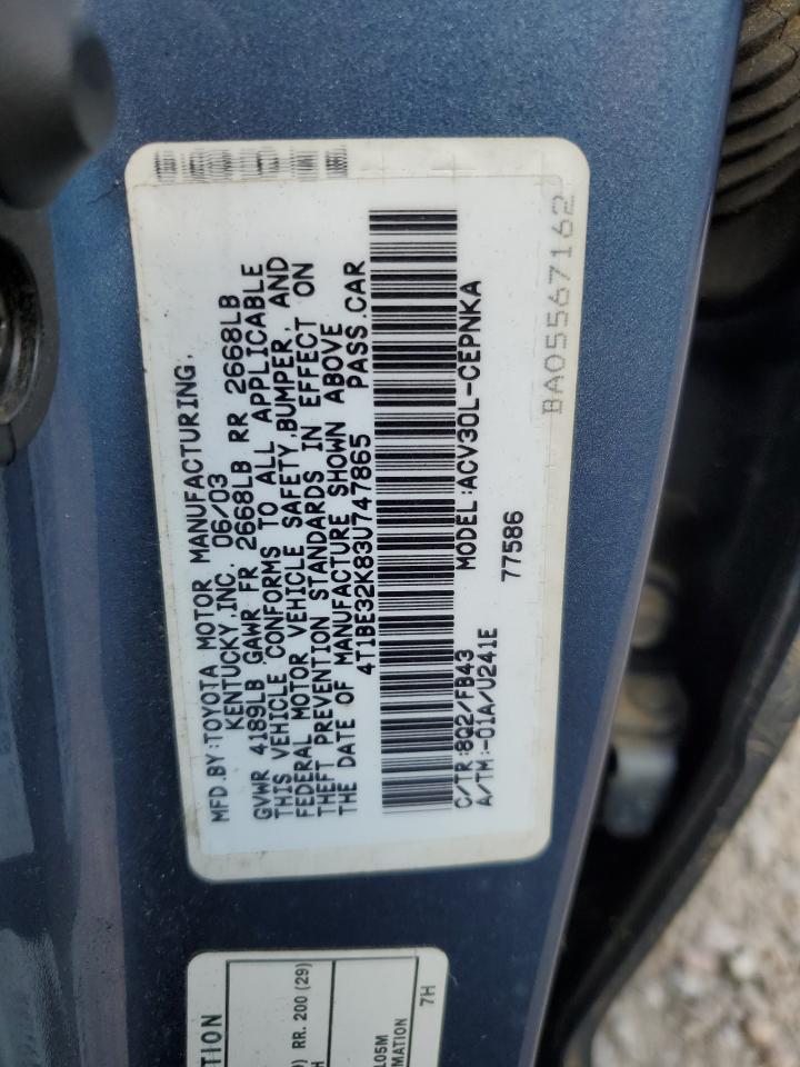 4T1BE32K83U747865 2003 Toyota Camry Le