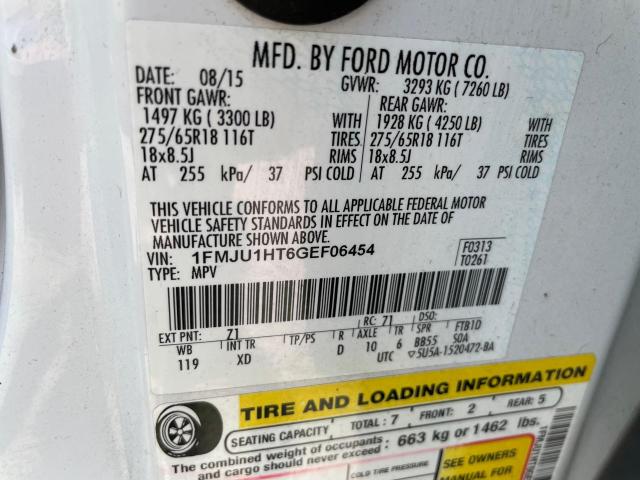 2016 Ford Expedition Xlt VIN: 1FMJU1HT6GEF06454 Lot: 58334644