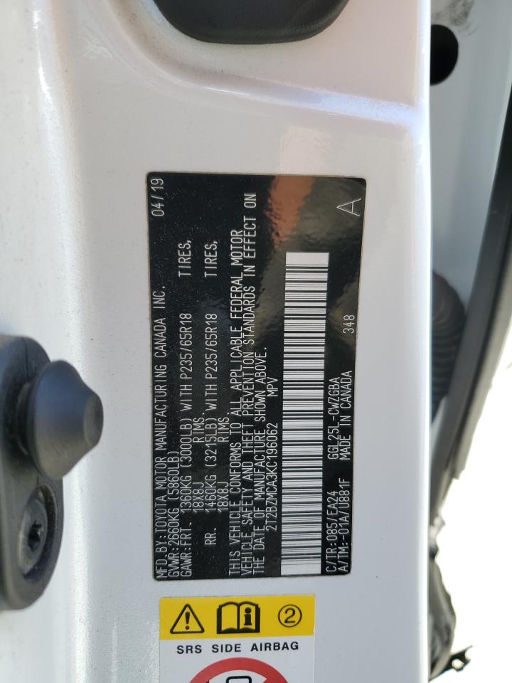 2T2BZMCA3KC196062 2019 Lexus Rx 350 Base