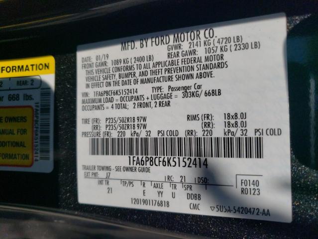 2019 Ford Mustang Gt VIN: 1FA6P8CF6K5152414 Lot: 57548384