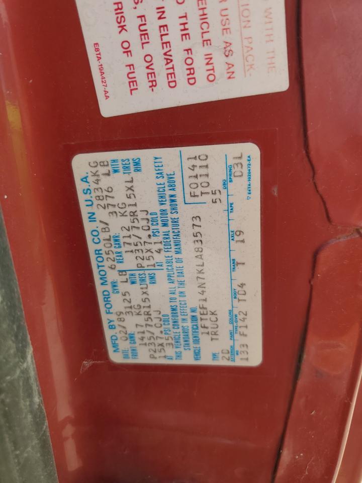 1FTEF14N7KLA83573 1989 Ford F150