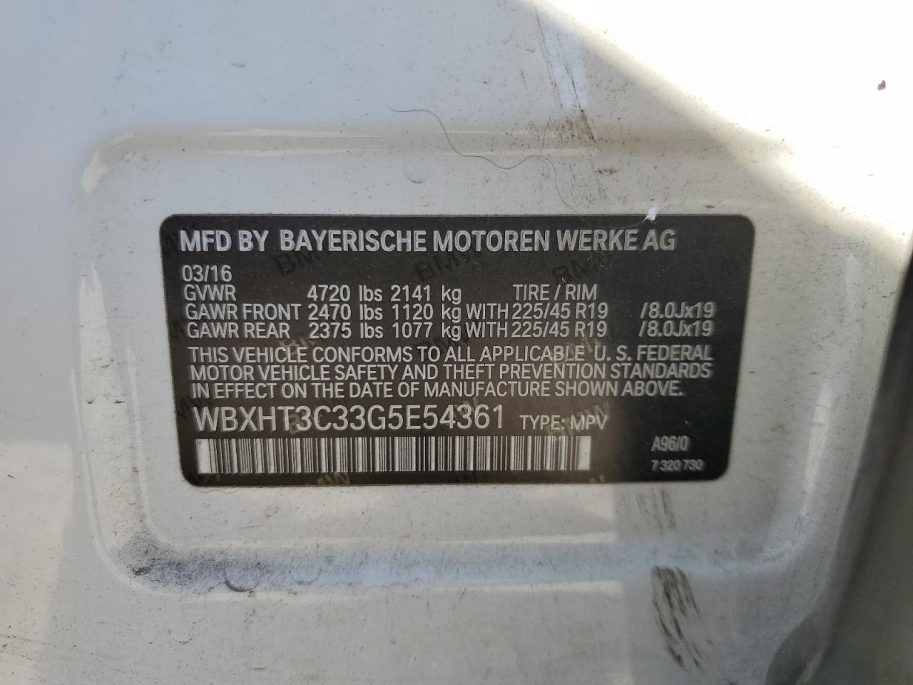 WBXHT3C33G5E54361 2016 BMW X1 xDrive28I