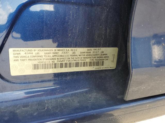 2007 Volkswagen Jetta 2.5 Option Package 1 VIN: 3VWRF71K37M157993 Lot: 59006744