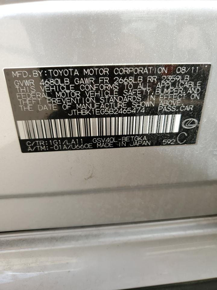 JTHBK1EG5B2465474 2011 Lexus Es 350