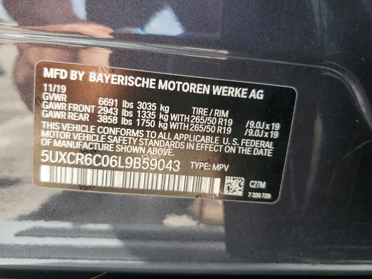 5UXCR6C06L9B59043 2020 BMW X5 xDrive40I