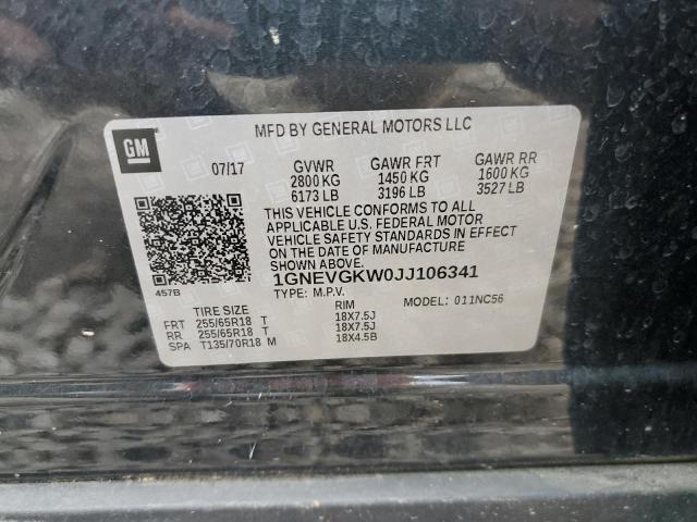 2018 Chevrolet Traverse Lt VIN: 1GNEVGKW0JJ106341 Lot: 57120624