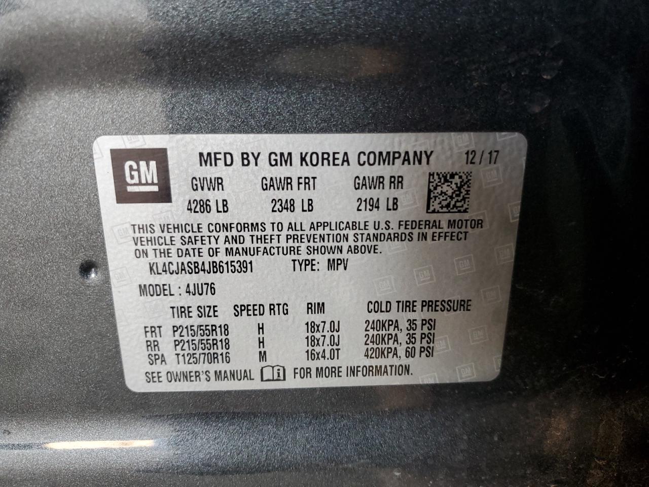 KL4CJASB4JB615391 2018 Buick Encore Preferred