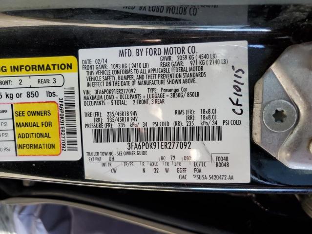 2014 Ford Fusion Titanium VIN: 3FA6P0K91ER277092 Lot: 58039234