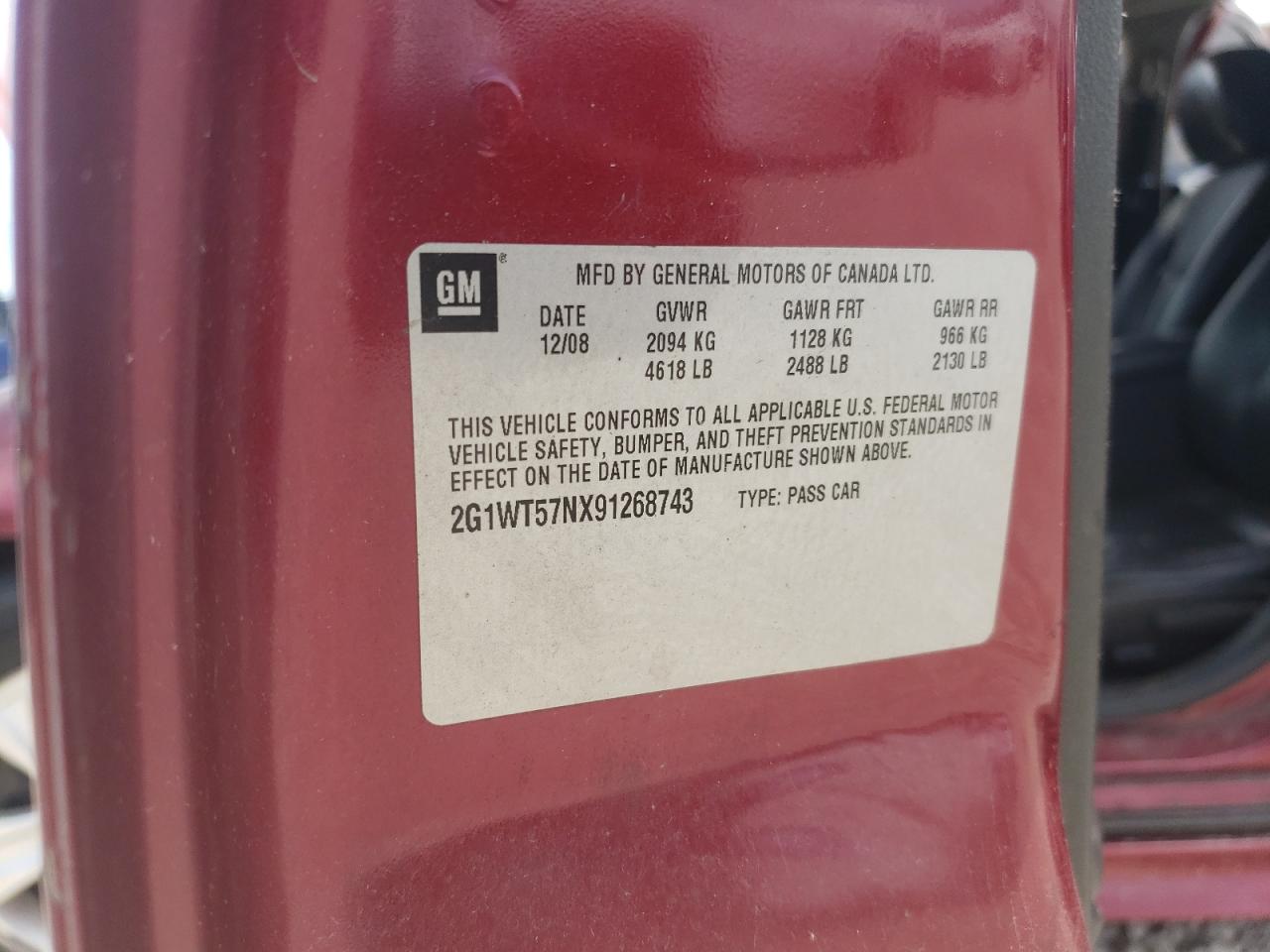 2G1WT57NX91268743 2009 Chevrolet Impala 1Lt