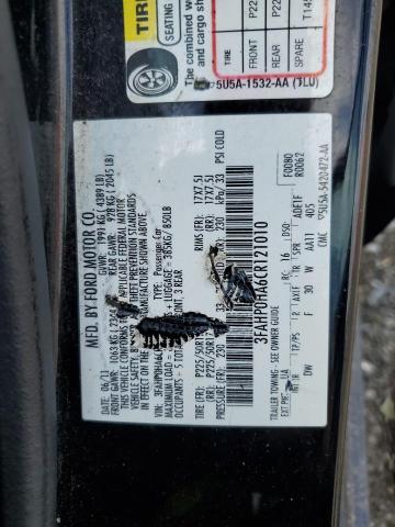 2012 Ford Fusion Se VIN: 3FAHP0HA6CR121010 Lot: 60924714