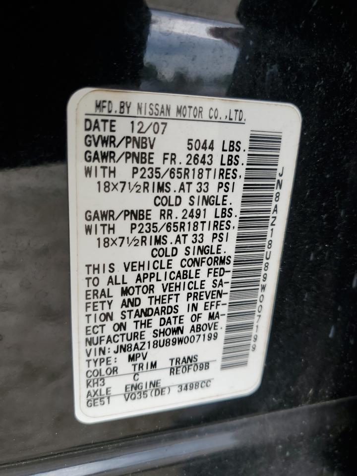 JN8AZ18U89W007199 2009 Nissan Murano S