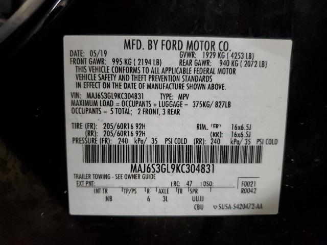 2019 Ford Ecosport Se VIN: MAJ6S3GL9KC304831 Lot: 56513334