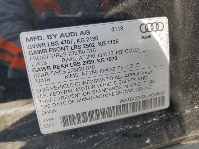 2018 Audi Q3 Premium VIN: WA1BCCFS5JR024392 Lot: 57782944