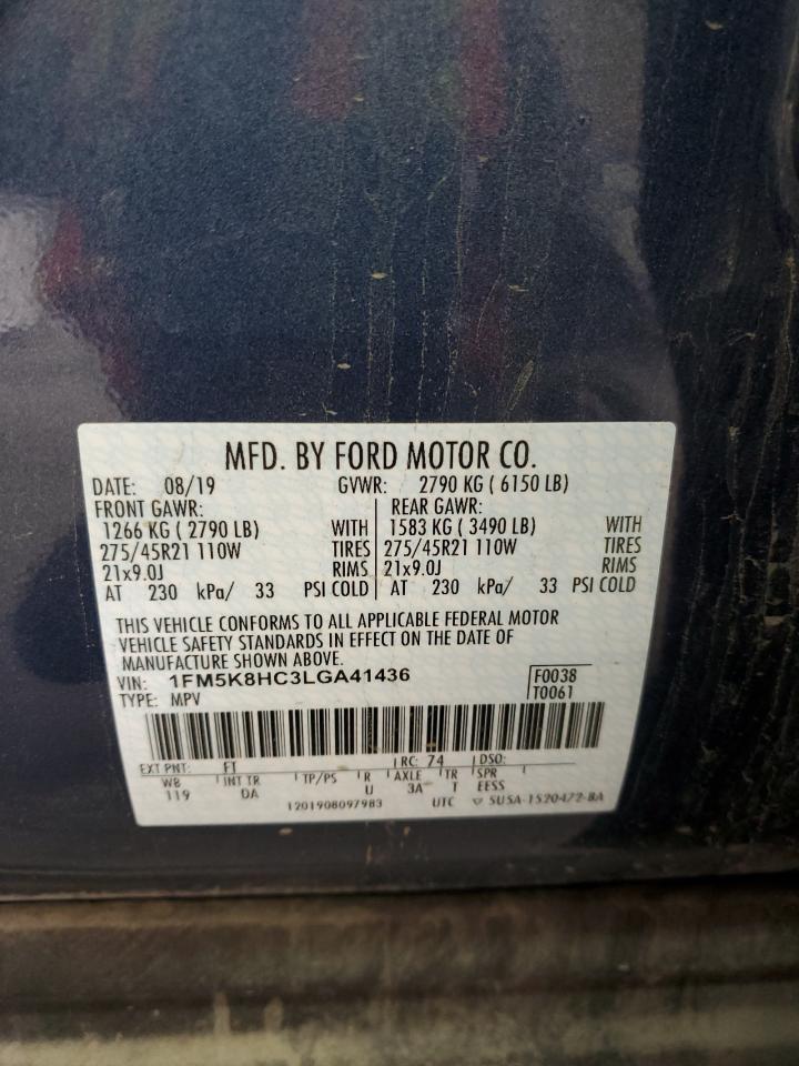 1FM5K8HC3LGA41436 2020 Ford Explorer Platinum