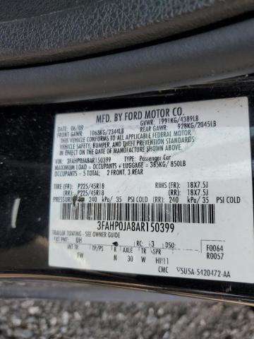 2010 Ford Fusion Sel VIN: 3FAHP0JA8AR150399 Lot: 59139844