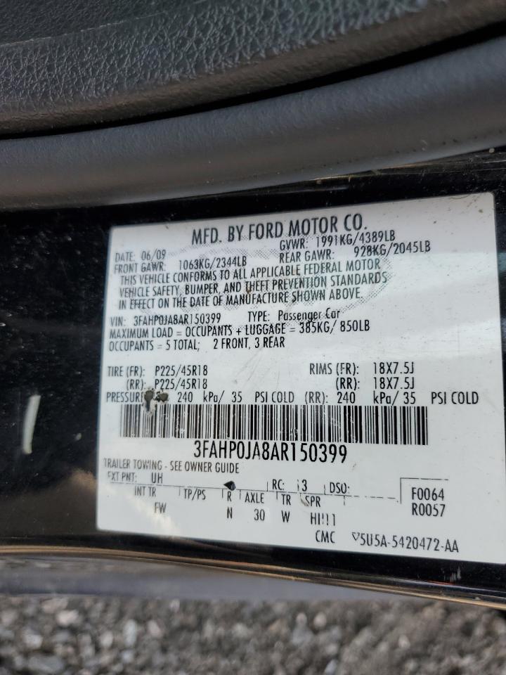 3FAHP0JA8AR150399 2010 Ford Fusion Sel