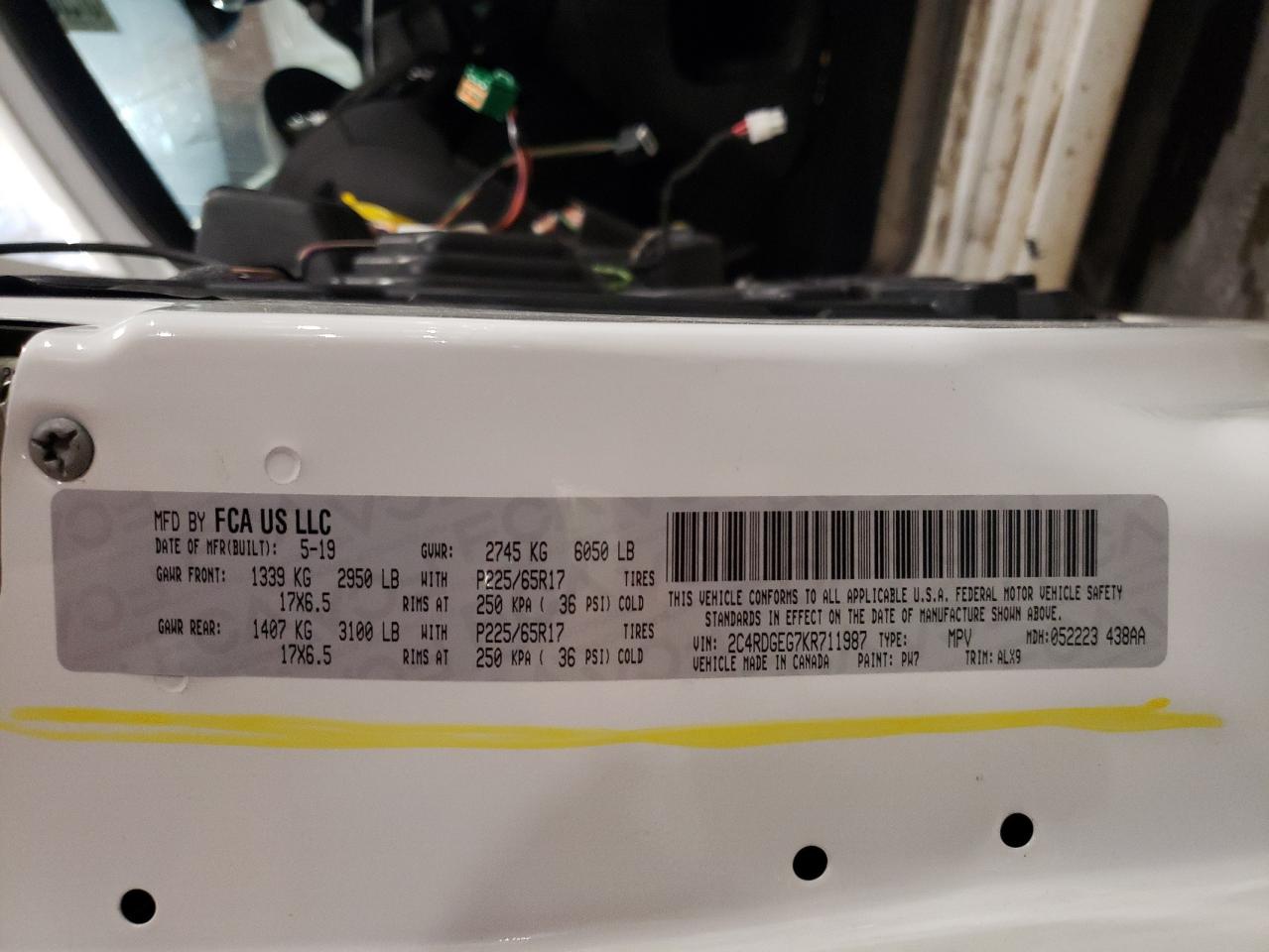 2C4RDGEG7KR711987 2019 Dodge Grand Caravan Gt