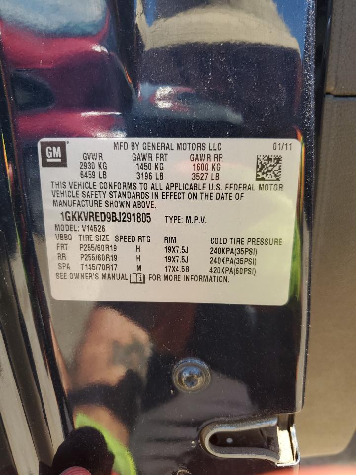 1GKKVRED9BJ291805 2011 GMC Acadia Slt-1