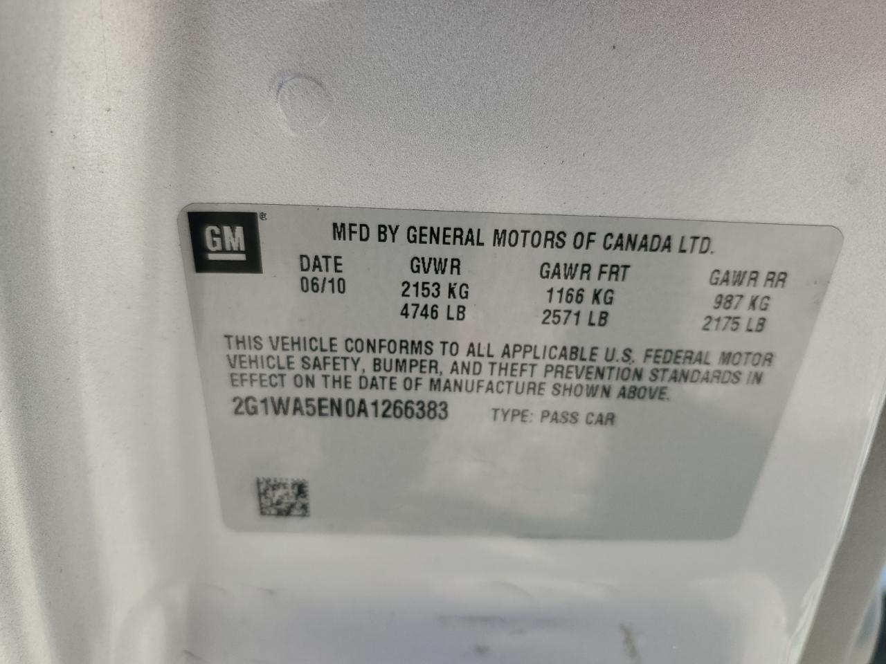 2G1WA5EN0A1266383 2010 Chevrolet Impala Ls