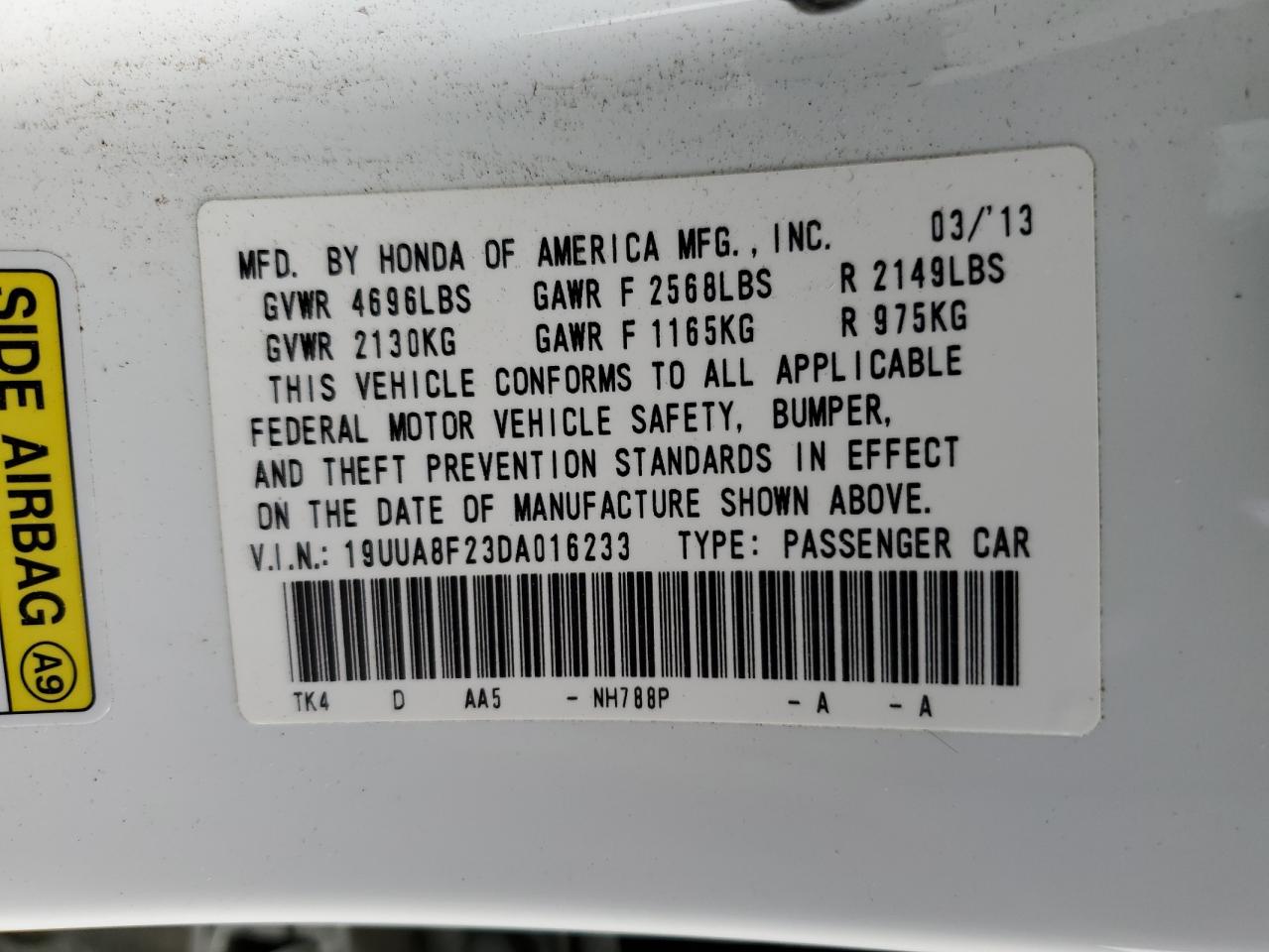 19UUA8F23DA016233 2013 Acura Tl