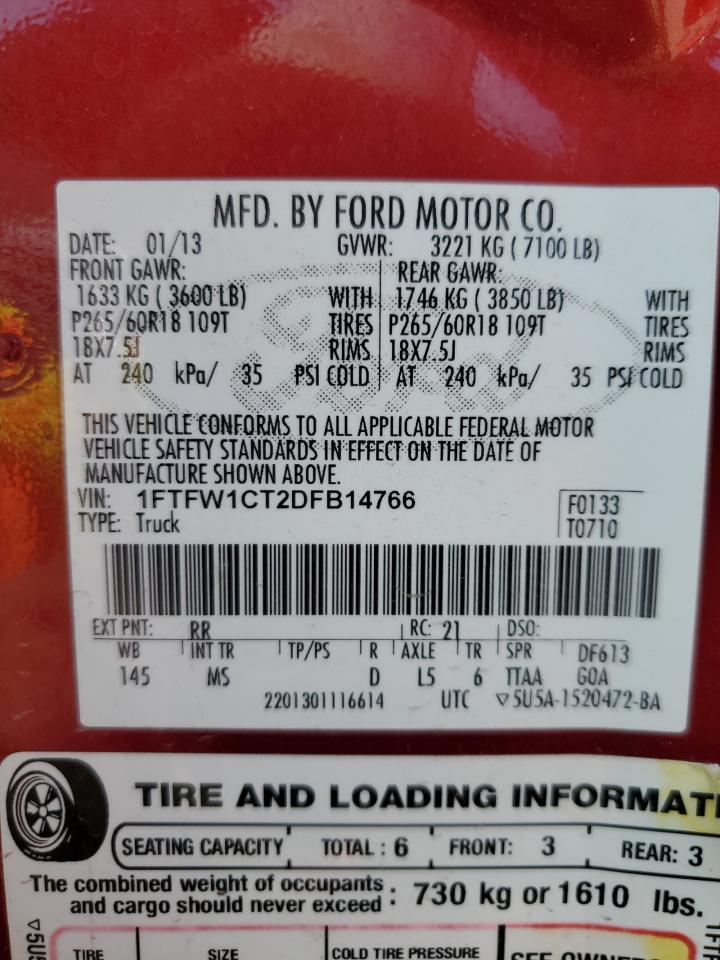 1FTFW1CT2DFB14766 2013 Ford F150 Supercrew