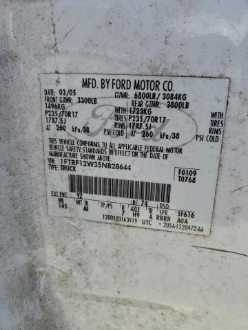 2005 Ford F150 VIN: 1FTRF12W35NB28644 Lot: 60116744