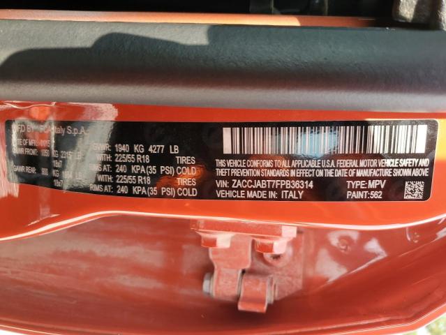 2015 Jeep Renegade Latitude VIN: ZACCJABT7FPB36314 Lot: 56103784