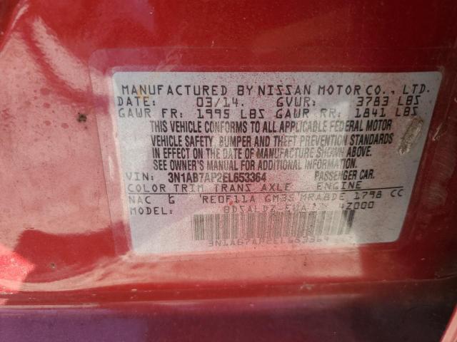 2014 Nissan Sentra S VIN: 3N1AB7AP2EL653364 Lot: 59003694