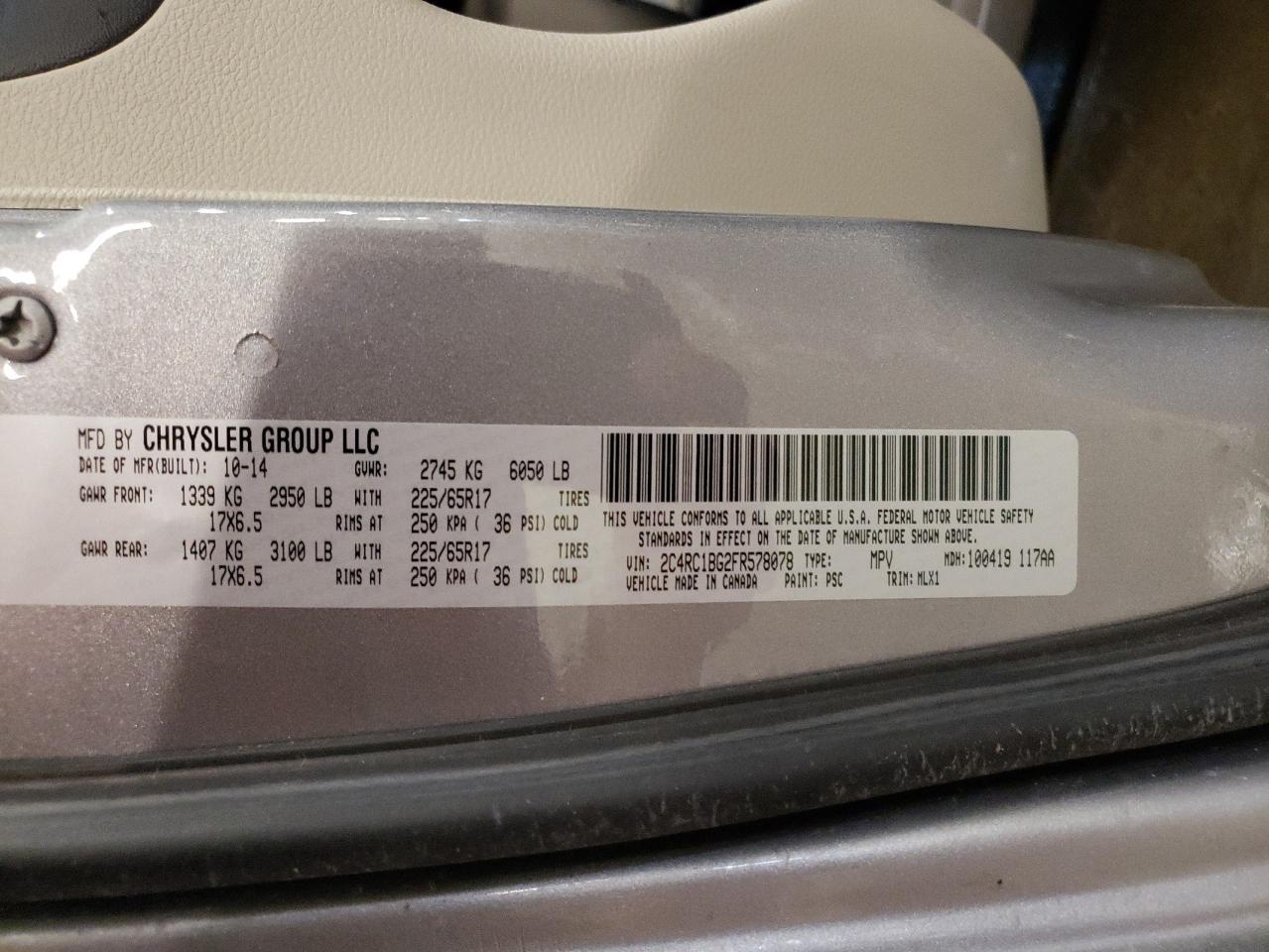 2C4RC1BG2FR578078 2015 Chrysler Town & Country Touring