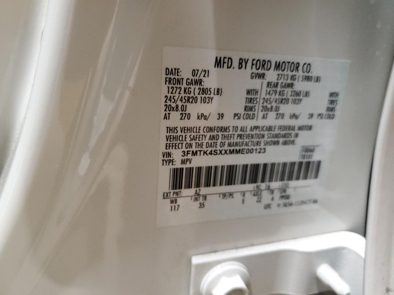 3FMTK4SXXMME00123 2021 Ford Mustang Mach-E Gt