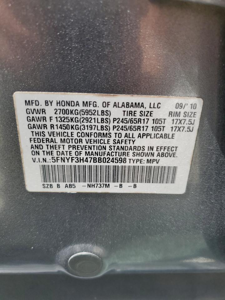 5FNYF3H47BB024598 2011 Honda Pilot Ex