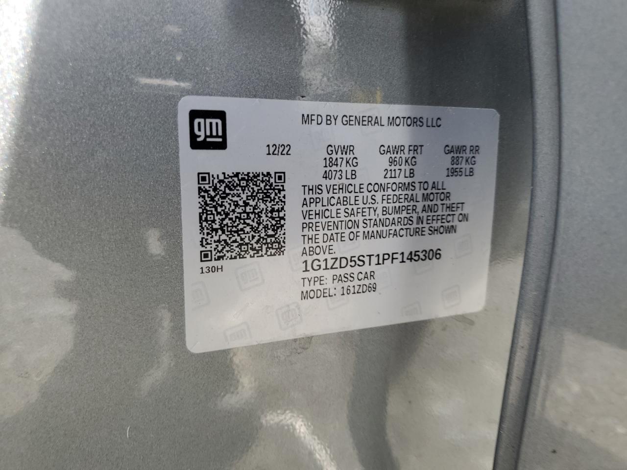 1G1ZD5ST1PF145306 2023 Chevrolet Malibu Lt