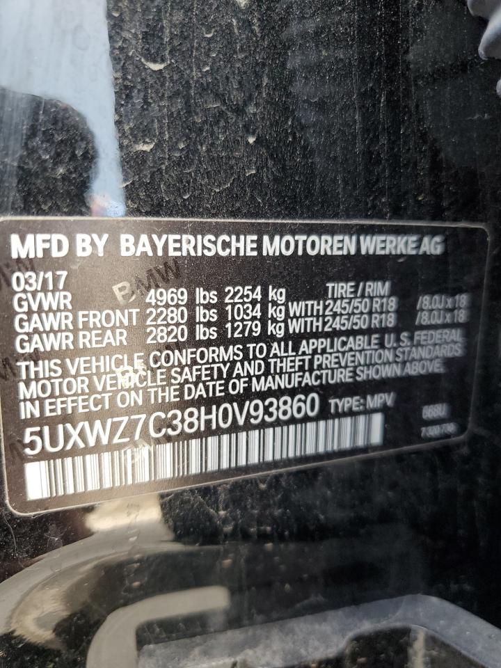 5UXWZ7C38H0V93860 2017 BMW X3 Sdrive28I