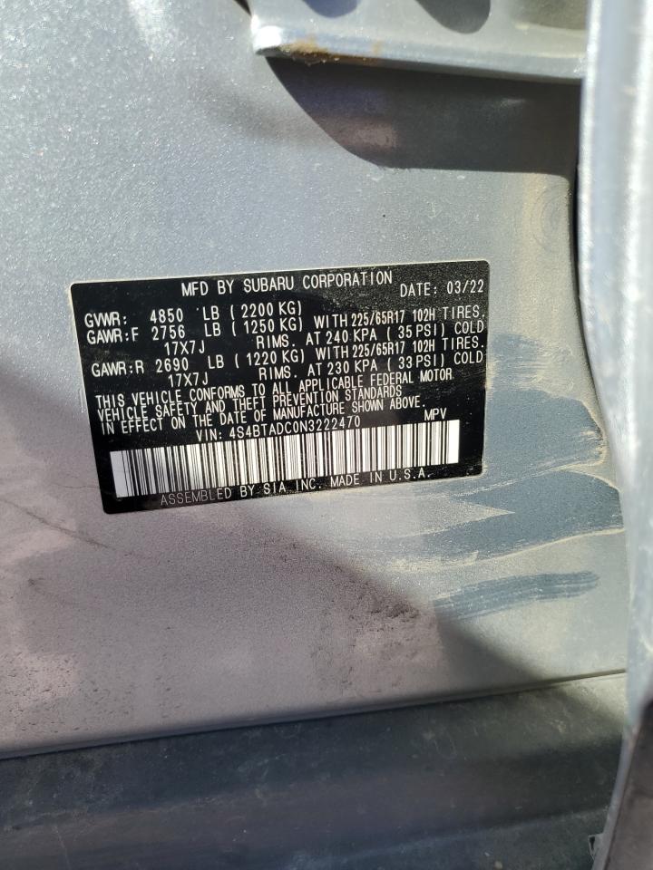 4S4BTADC0N3222470 2022 Subaru Outback Premium