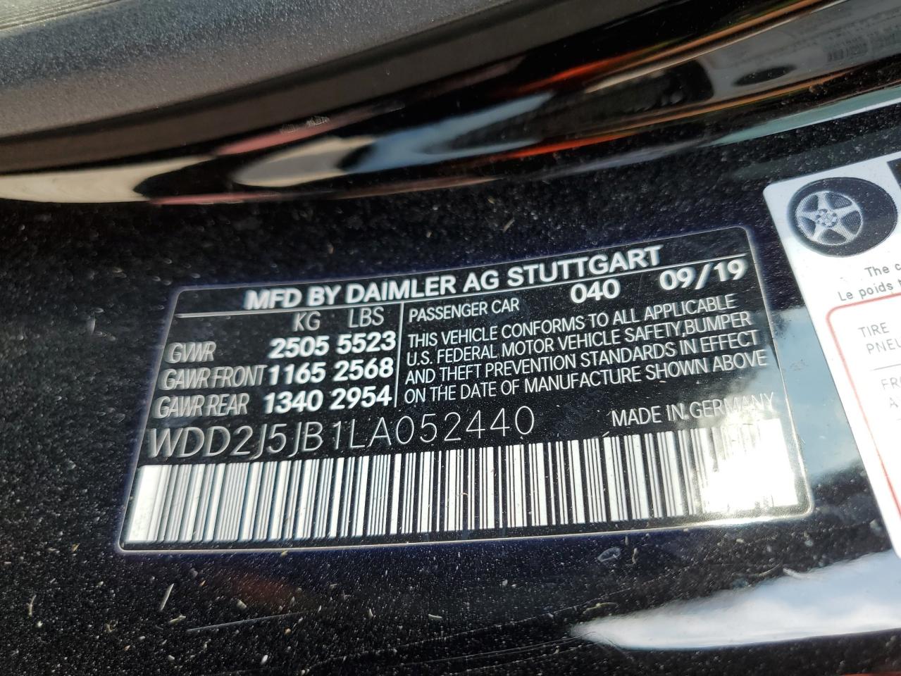 WDD2J5JB1LA052440 2020 Mercedes-Benz Cls 450