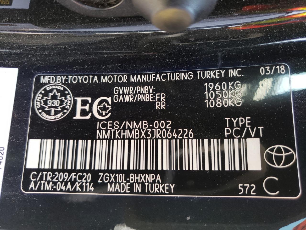 NMTKHMBX3JR064226 2018 Toyota C-Hr Xle