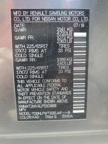 2020 NISSAN ROGUE S - KNMAT2MV4LP510988