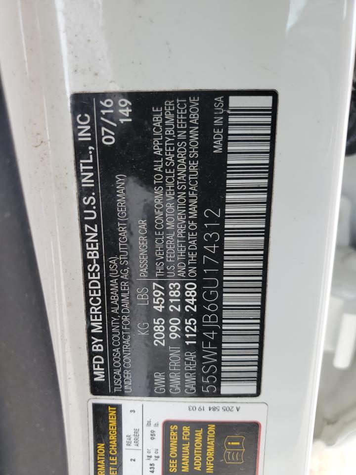 55SWF4JB6GU174312 2016 Mercedes-Benz C 300