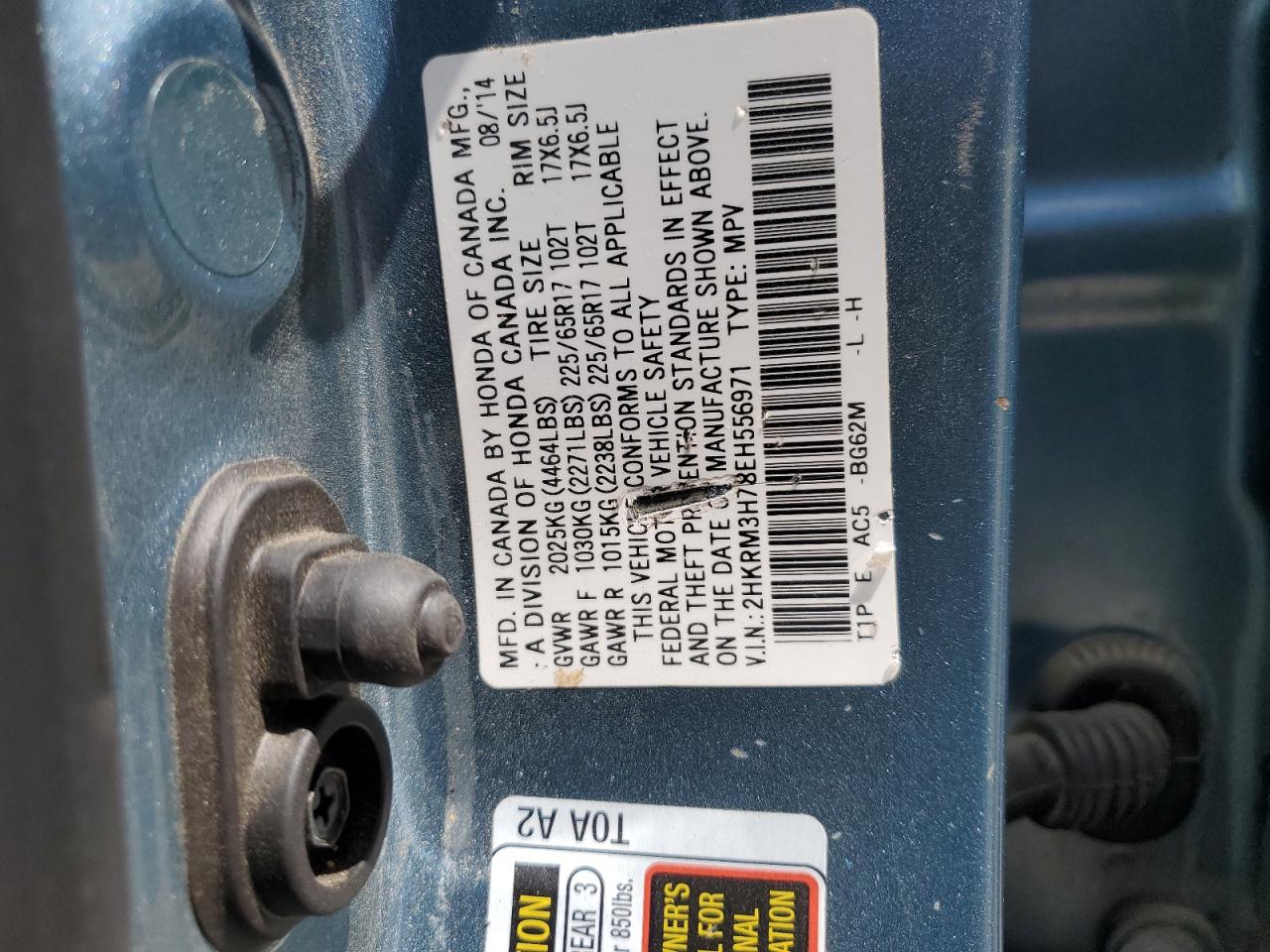 2HKRM3H78EH556971 2014 Honda Cr-V Exl