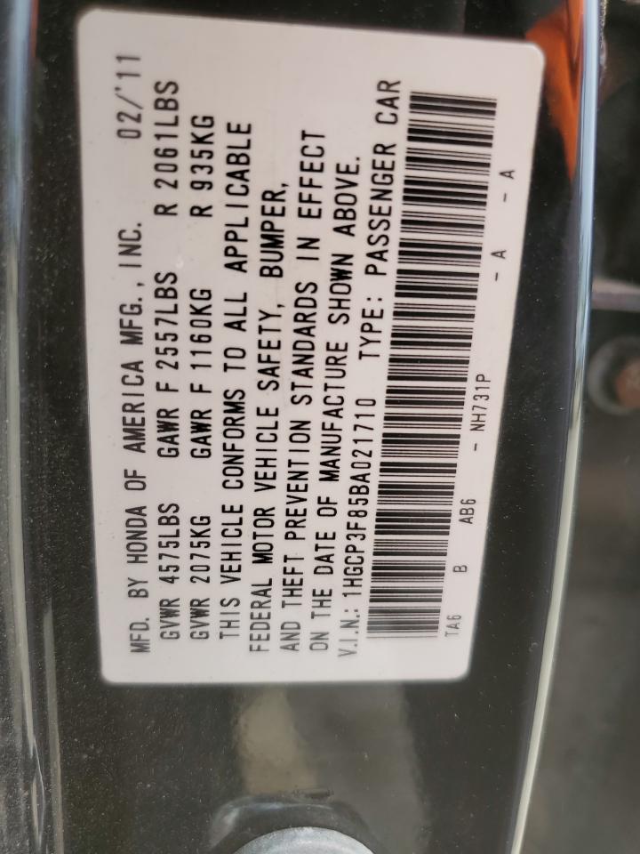 1HGCP3F85BA021710 2011 Honda Accord Exl