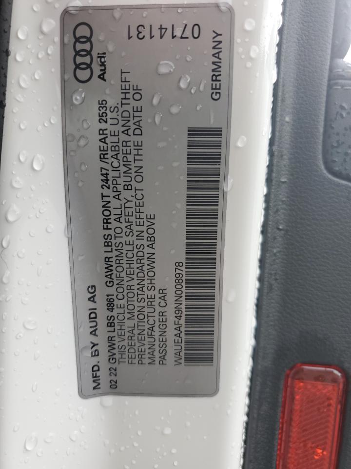 WAUEAAF49NN008978 2022 Audi A4 Premium Plus 45