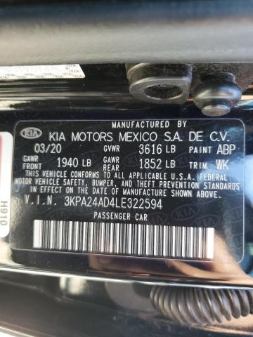 2020 Kia Rio Lx VIN: 3KPA24AD4LE322594 Lot: 59367644