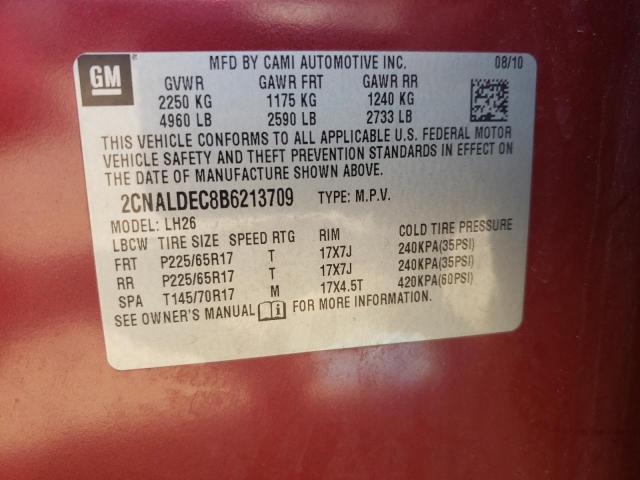 2011 Chevrolet Equinox Lt VIN: 2CNALDEC8B6213709 Lot: 58631524